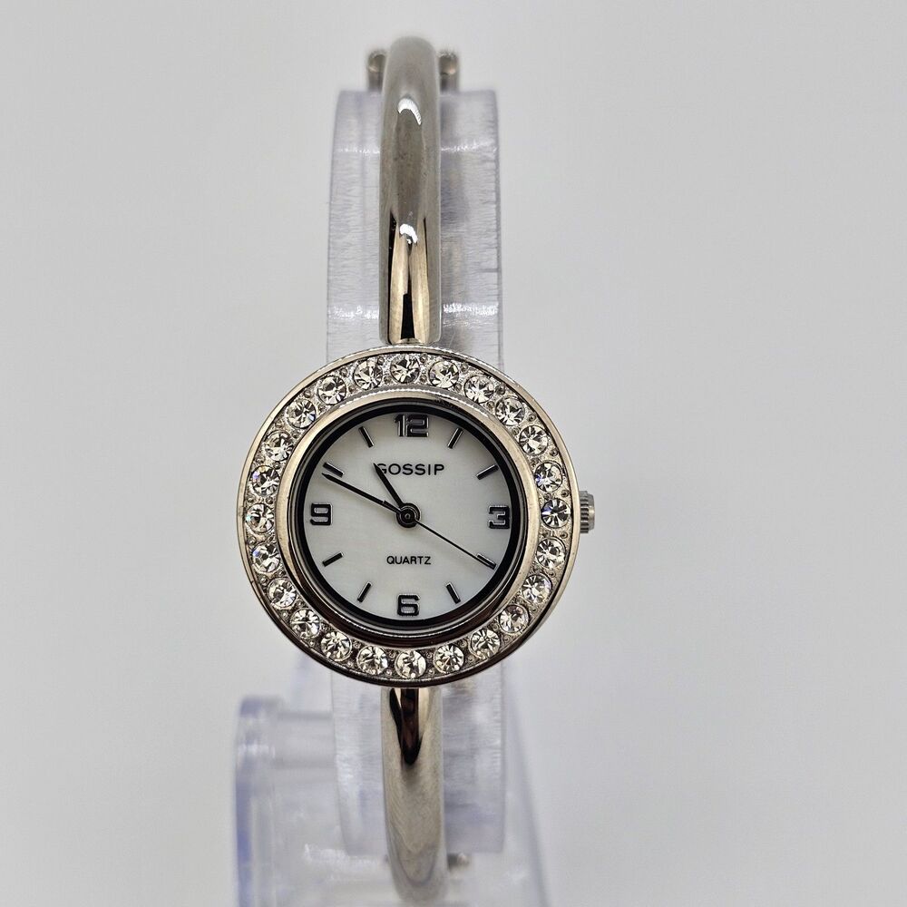 Gossip Women's Watch 27MM White Dial Gray‎ Bracelet Band 7" New Battery